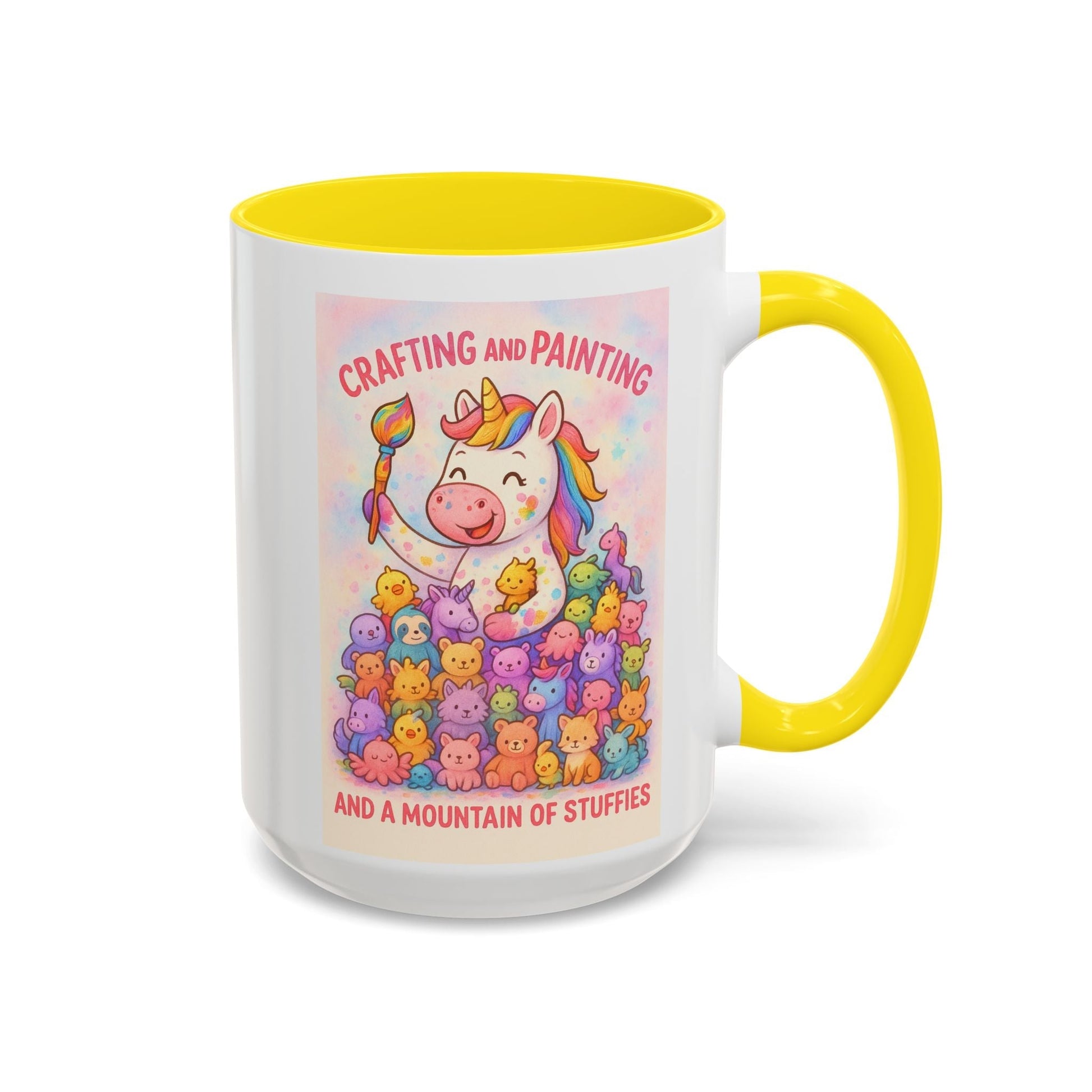 Whimsical Cat Mug featuring colorful cat and unicorn design, perfect gift for creatives and animal lovers.