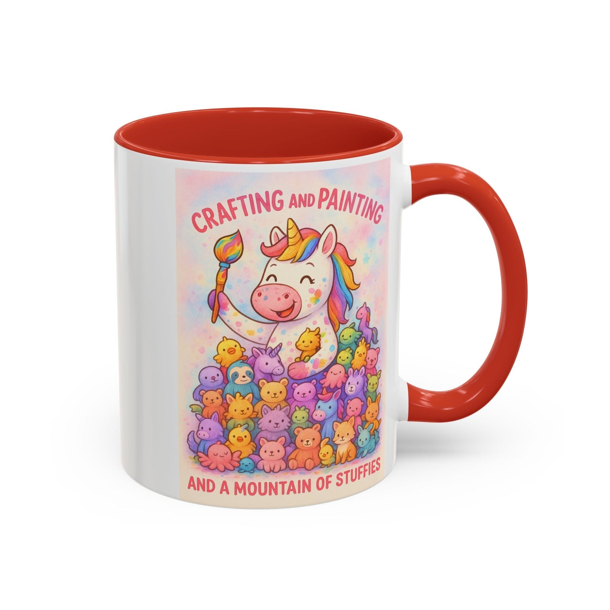 Whimsical Cat Mug with playful cat and unicorn design, creative gift for animal lovers.