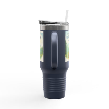Rugged Montana 40oz Adventure Mug with handle and spill-resistant lid.