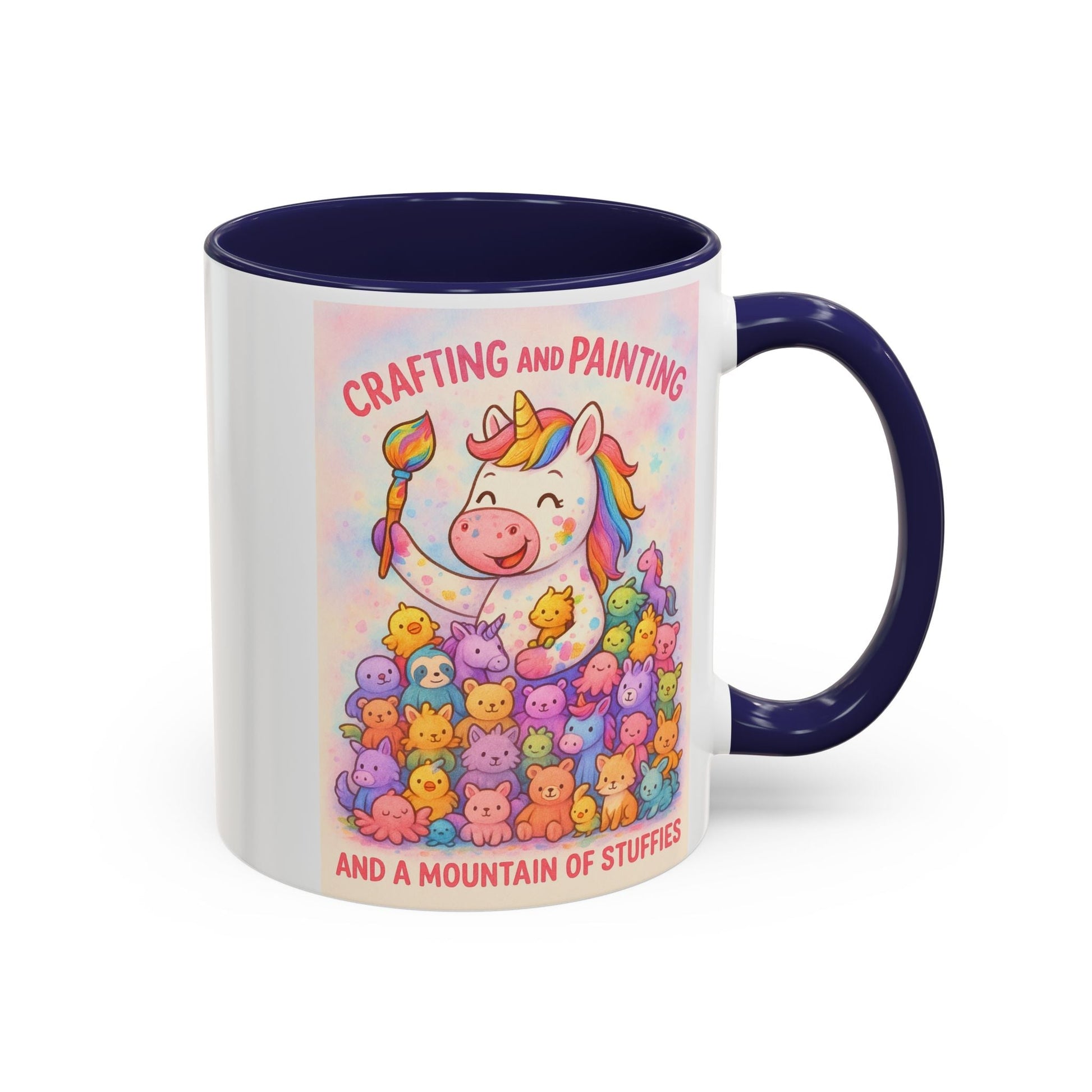 Whimsical Cat Mug with playful cat and unicorn design, perfect for creative minds and animal lovers.