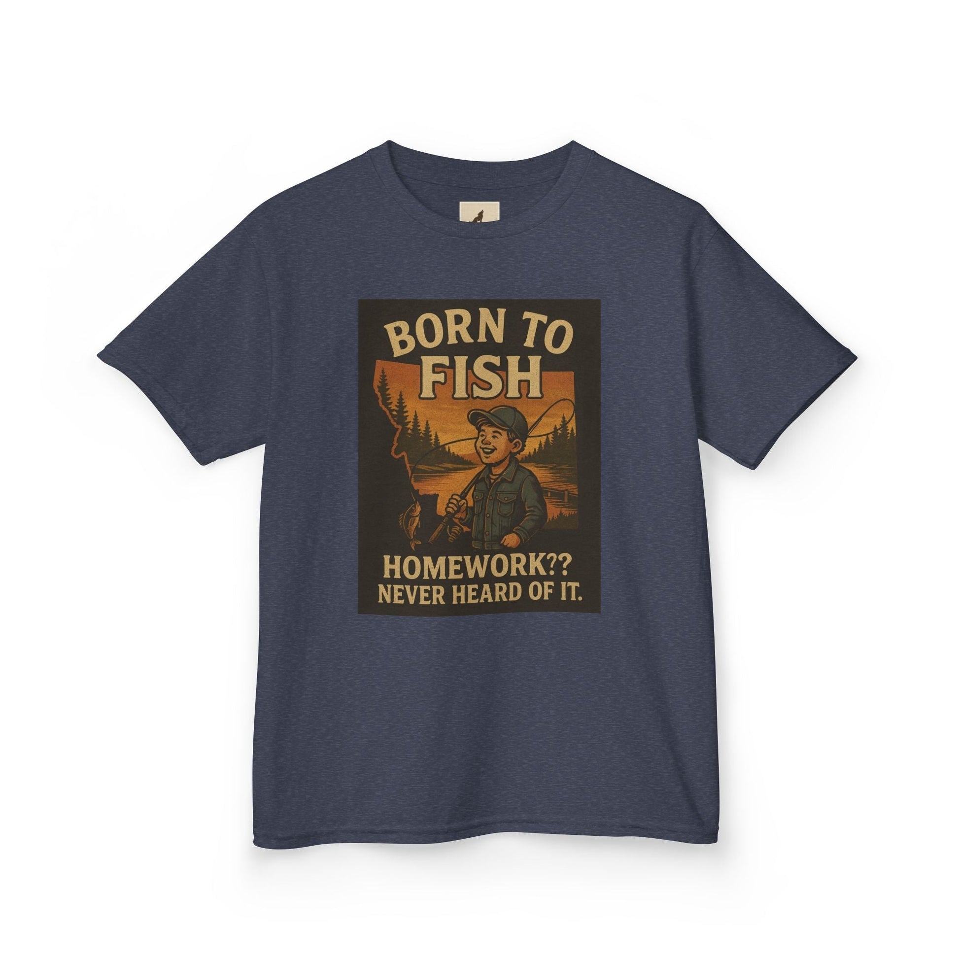 Kids Fishing T-Shirt – Funny Born to Fish, Skip Homework Design