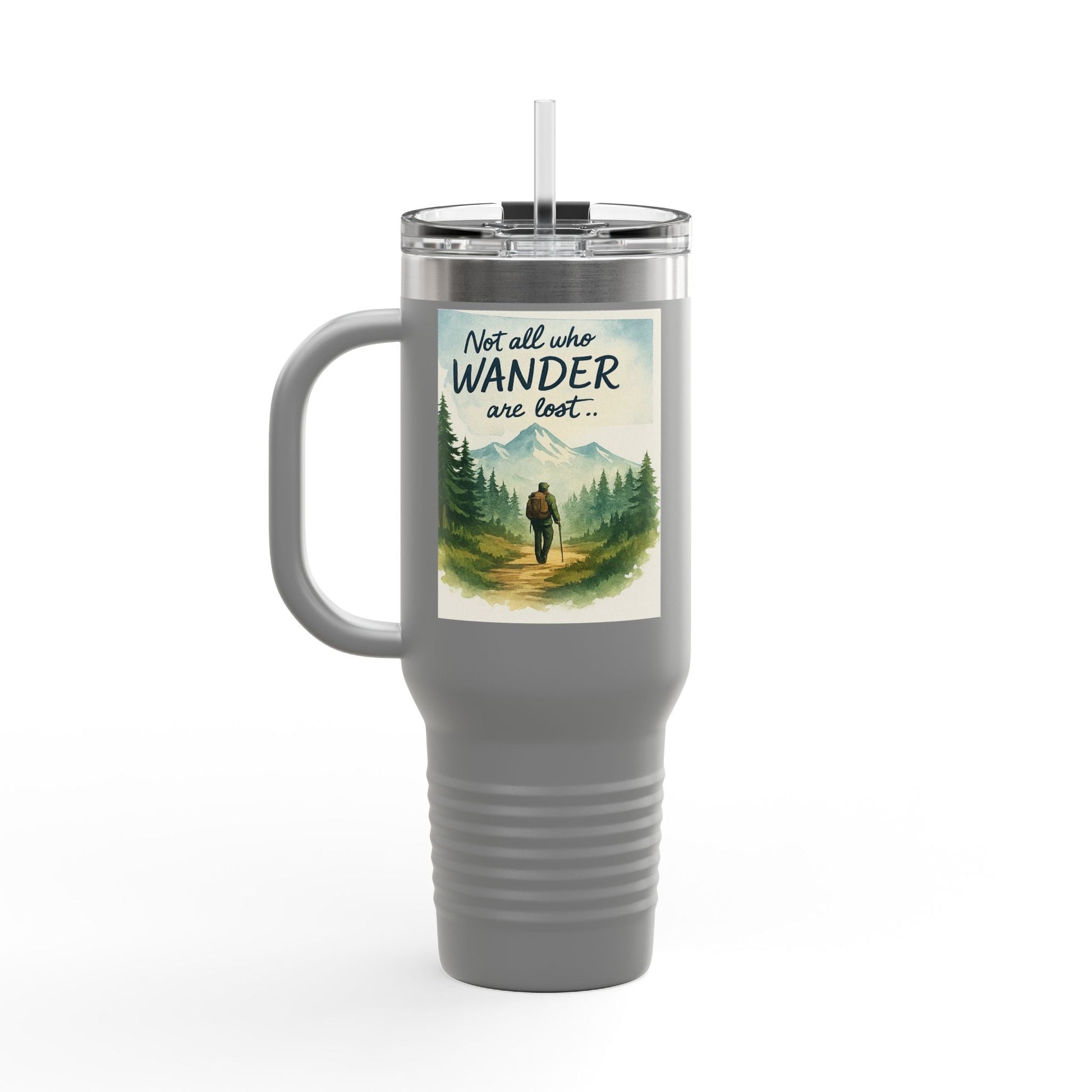 Montana 40oz Adventure Mug with spill-resistant lid and nature-inspired design.