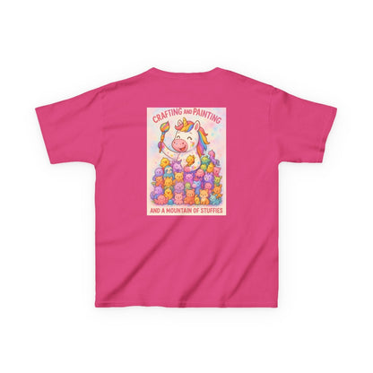 Pink kids t-shirt with whimsical animal illustration and playful text, ideal for imaginative play and everyday fun.