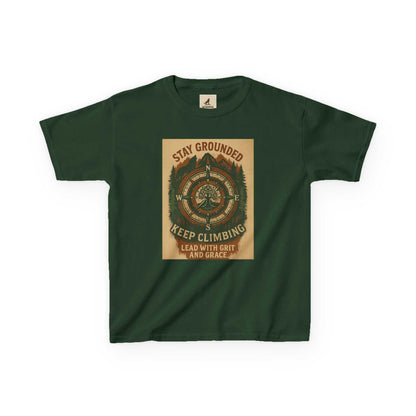 Nature-inspired Adventure Kids Tee with motivational design promoting mindfulness and exploration for children.