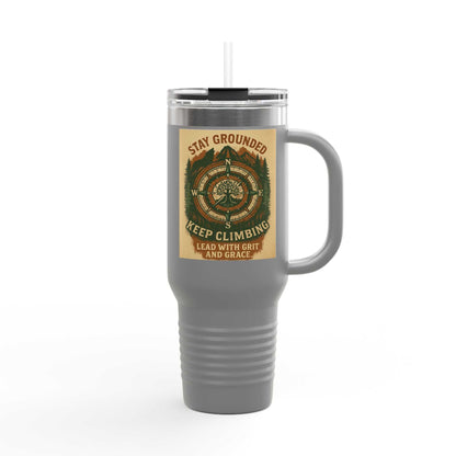 40oz Stay Grounded Travel Mug for Adventures, Insulated Tumbler with Handle.