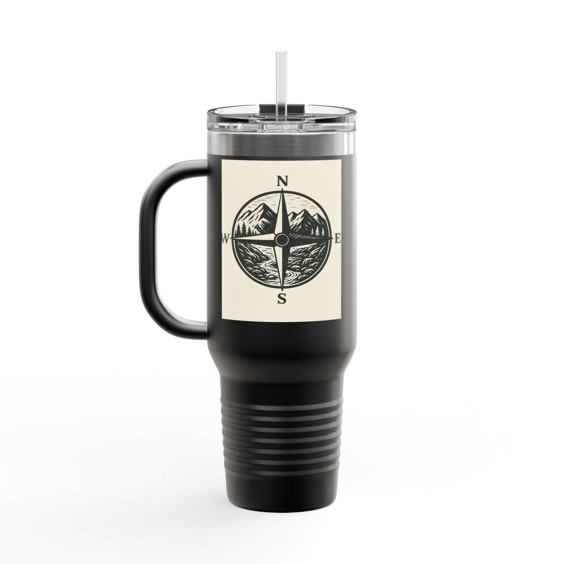Montana Compass Travel Mug – 40oz insulated cup with compass design, ideal for outdoor adventures.