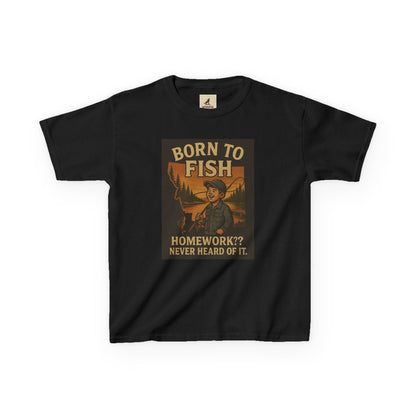 Kids Fishing T-Shirt – Funny Born to Fish, Skip Homework Design
