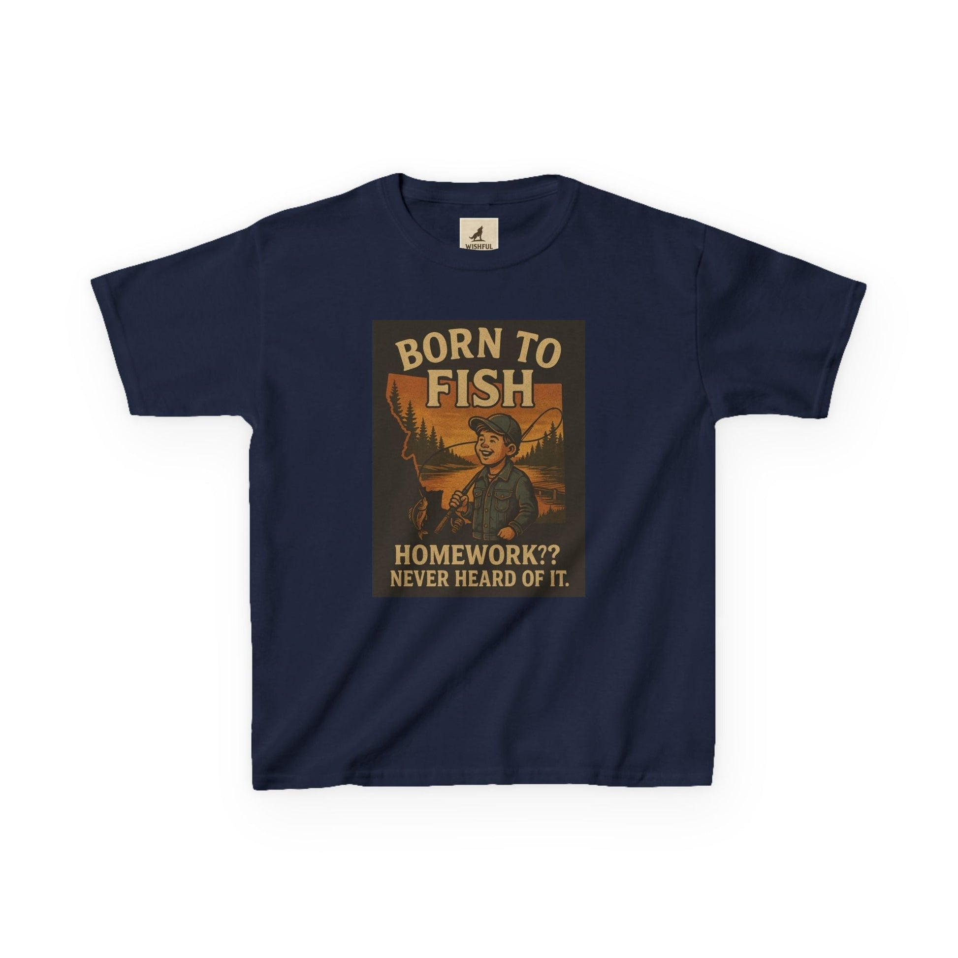 Kids Fishing T-Shirt – Funny Born to Fish, Skip Homework Design