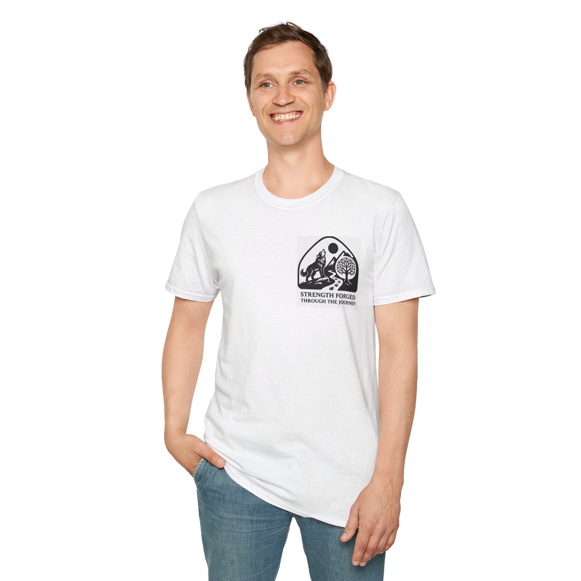 Welding Gift T-Shirt with "Strength Forged in Fire" graphic, ideal for welders and metalworkers.