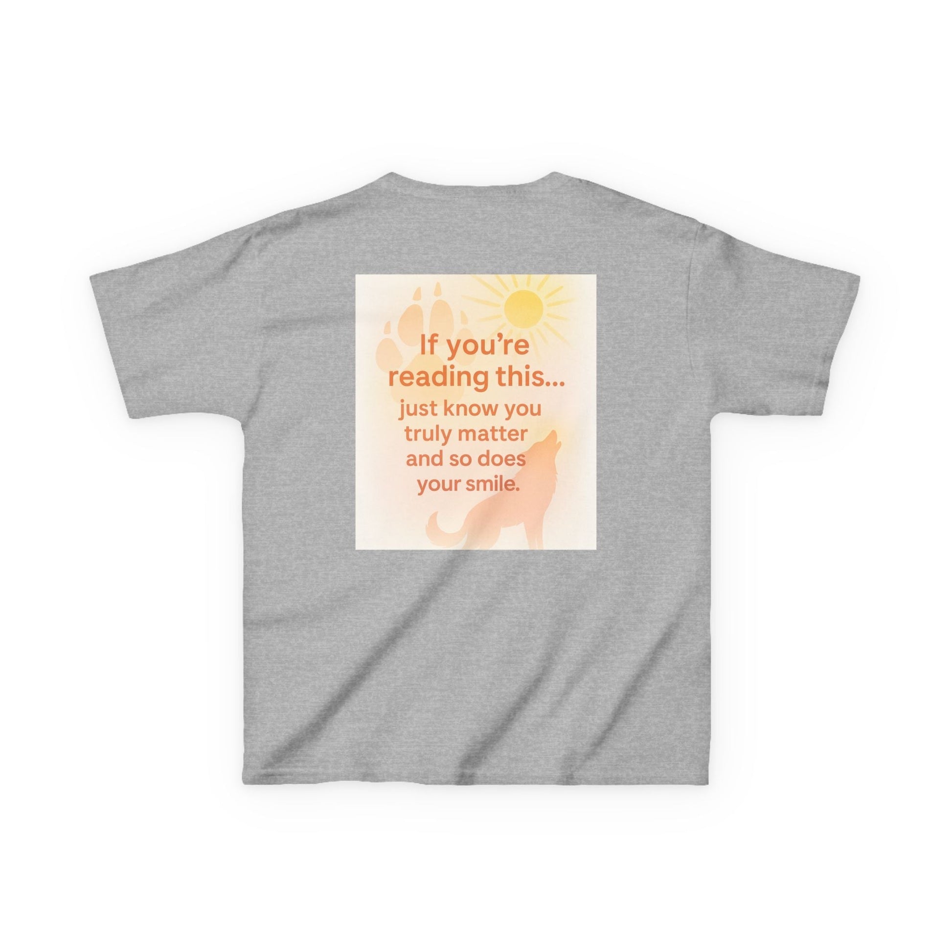 Gray Montana Adventure Kids Tee with nature-inspired graphic and motivational text on back.