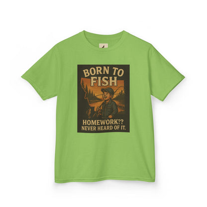 Kids Fishing T-Shirt – Funny Born to Fish, Skip Homework Design