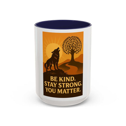 Inspirational Wolf Coffee Mug with motivational design, available in 11oz and 15oz sizes.