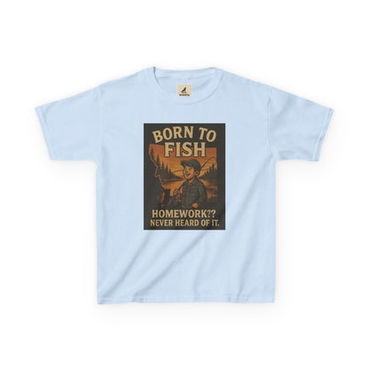 Kids Fishing T-Shirt – Funny Born to Fish, Skip Homework Design