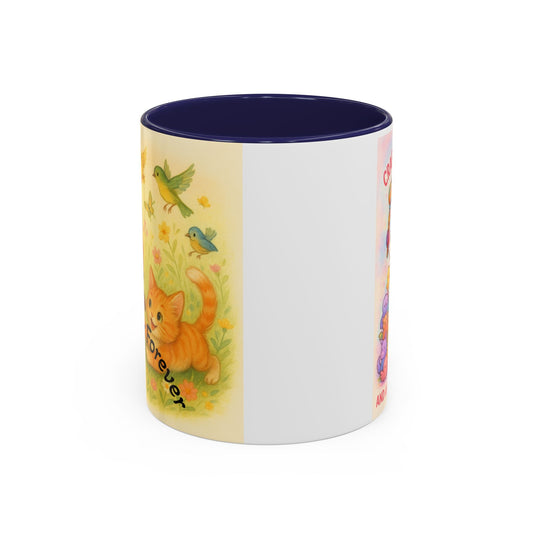Whimsical Cat Mug featuring playful cat and unicorn design, perfect for animal lovers and creative minds.
