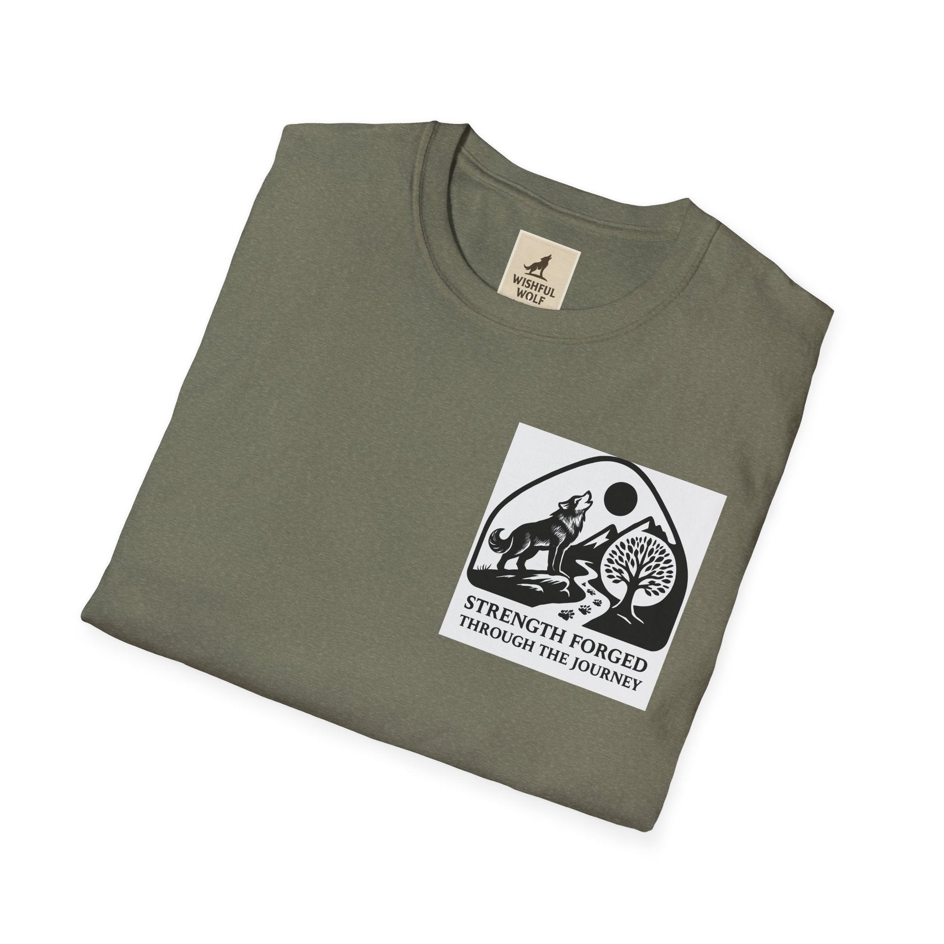 Welding Gift T-Shirt folded with "Strength Forged" graphic for welders and metalworkers.