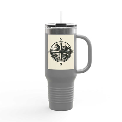 40oz Montana Compass Travel Mug with insulated stainless steel body and compass design.