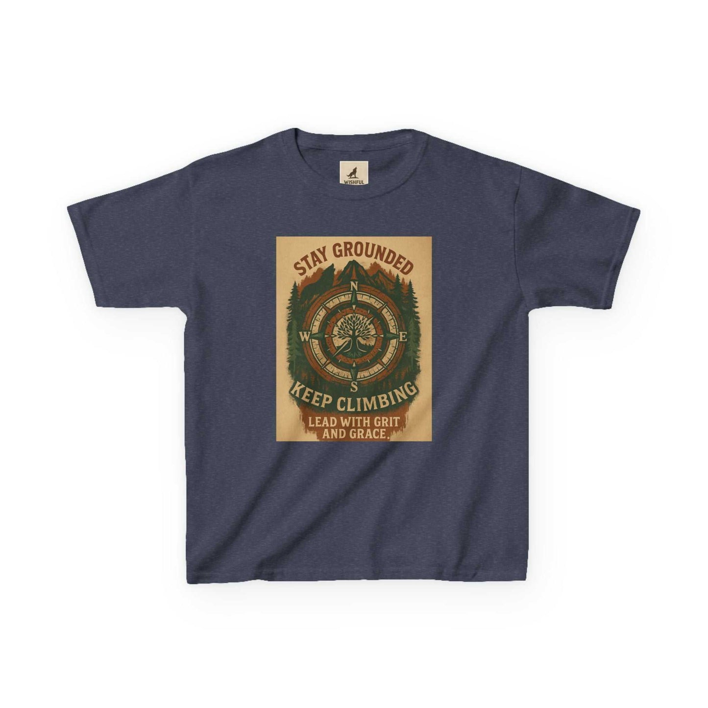 Adventure Kids Tee with nature-inspired motivational design for children.