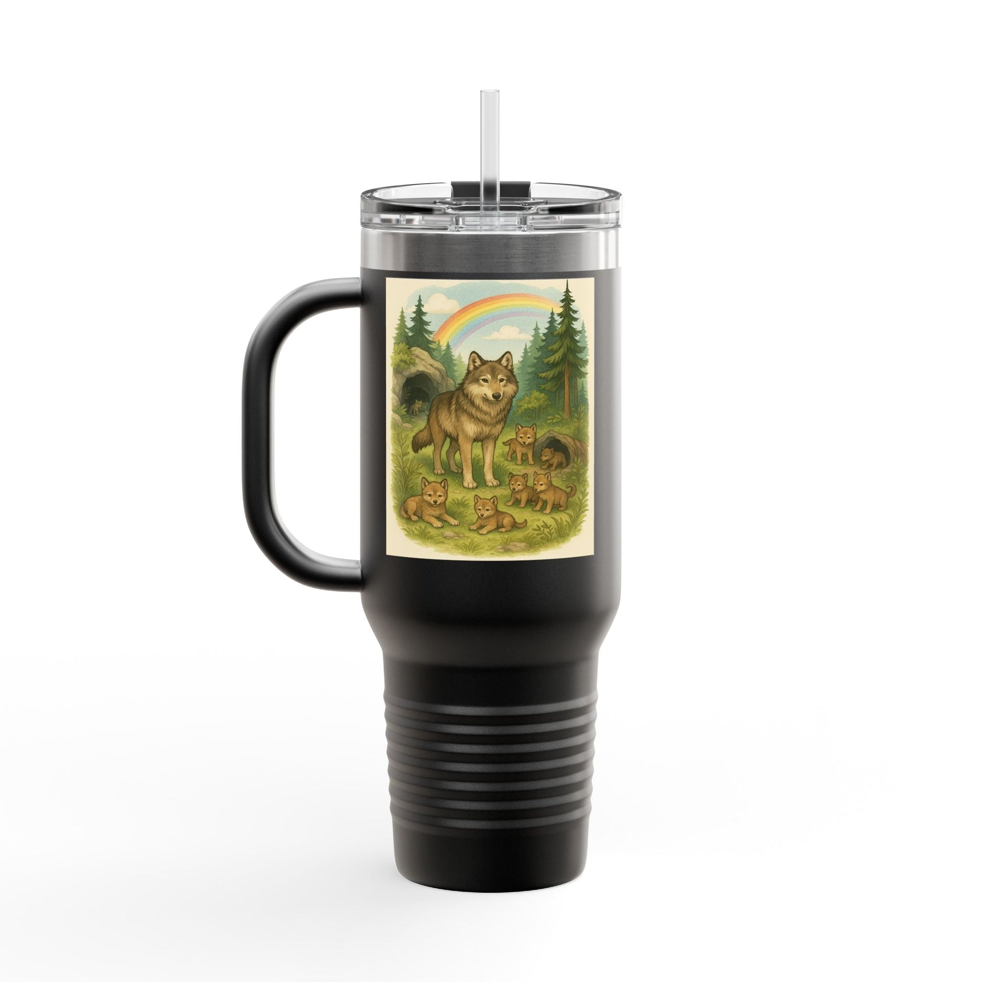 Wolves 40oz Insulated Travel Mug – Leak-Proof Tumbler for Outdoors