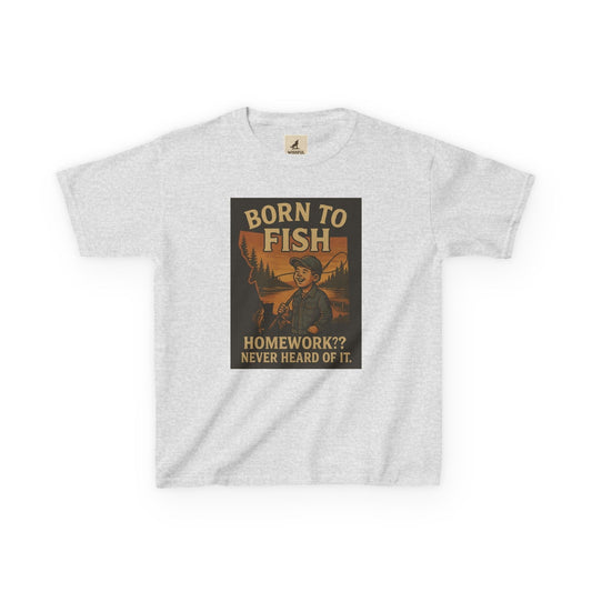 Kids Fishing T-Shirt – Funny Born to Fish, Skip Homework Design