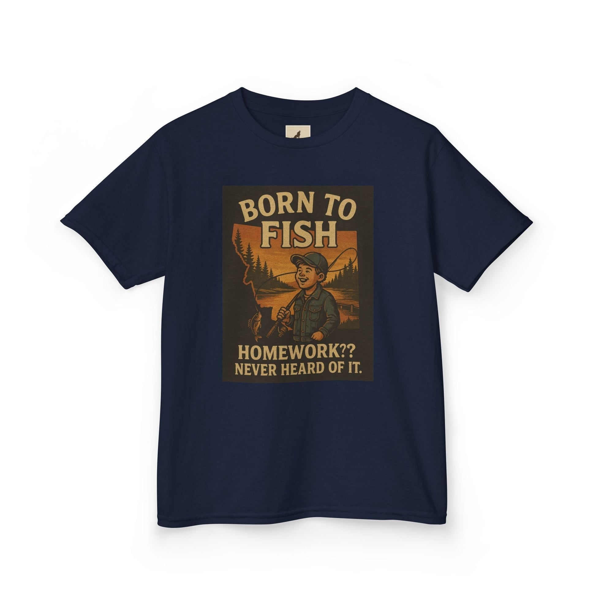 Kids Fishing T-Shirt – Funny Born to Fish, Skip Homework Design