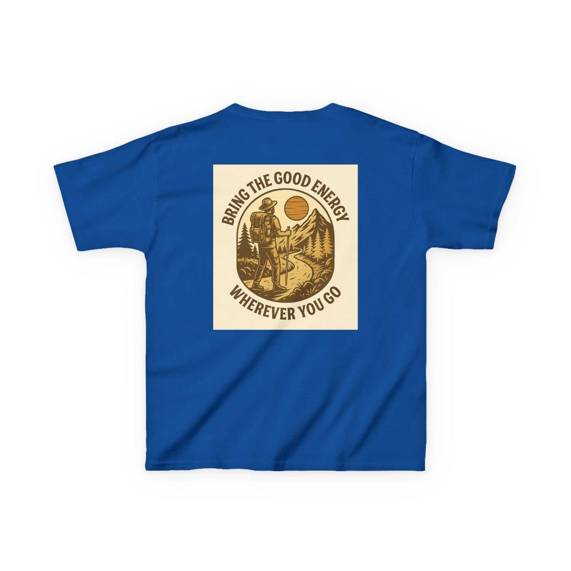Nature-Inspired Adventure Kids Tee with motivational print for children.