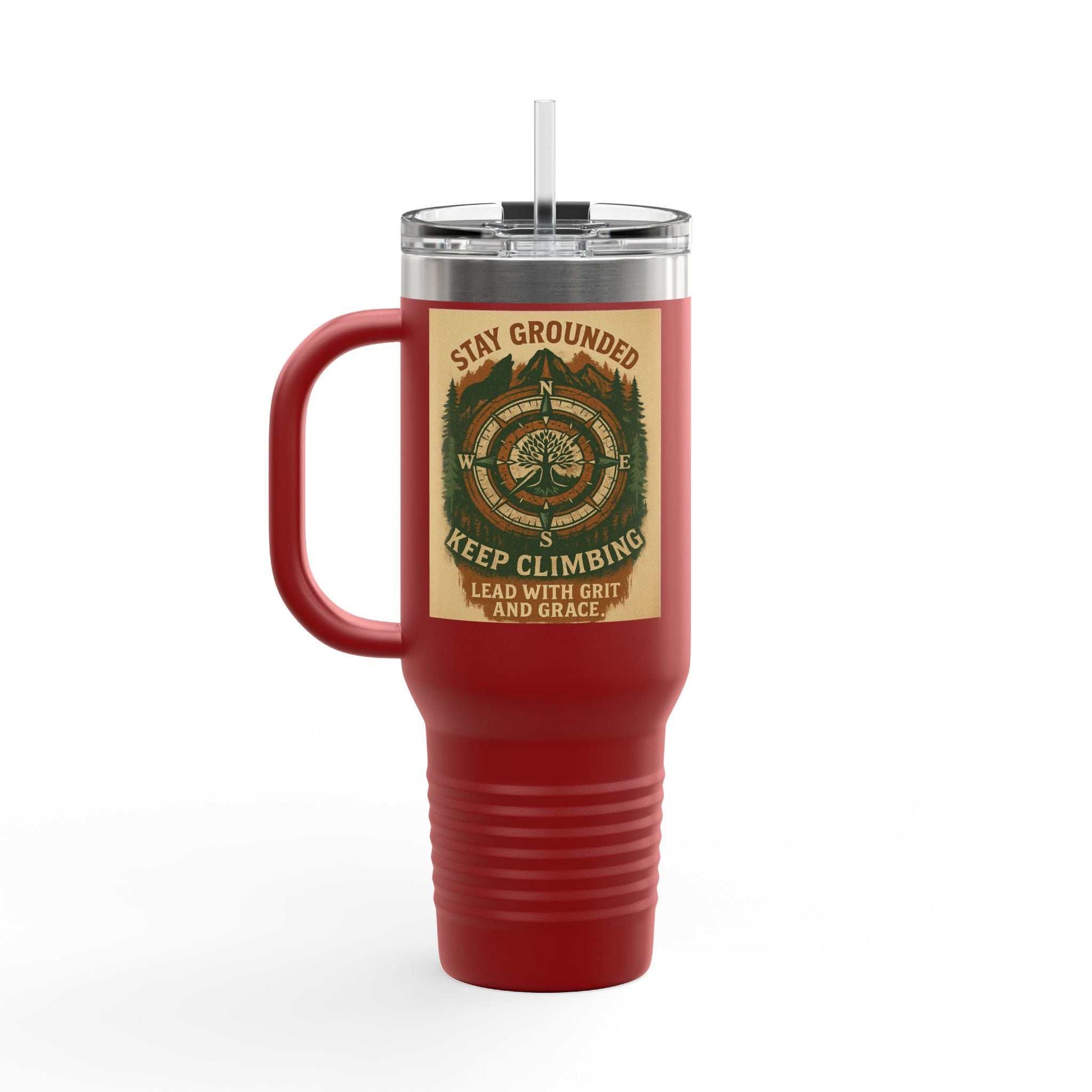 40oz insulated Stay Grounded Travel Mug for outdoor enthusiasts.