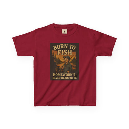 Kids Fishing T-Shirt – Funny Born to Fish, Skip Homework Design