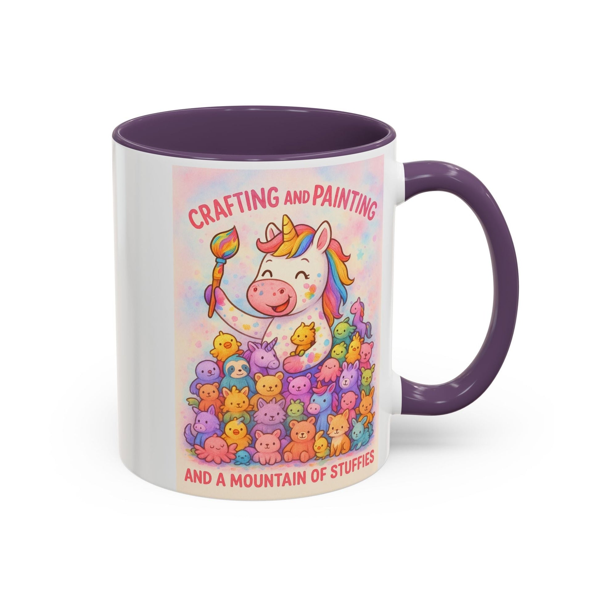 Whimsical Cat Mug with colorful cat and unicorn design, ideal for creative minds and animal lovers.
