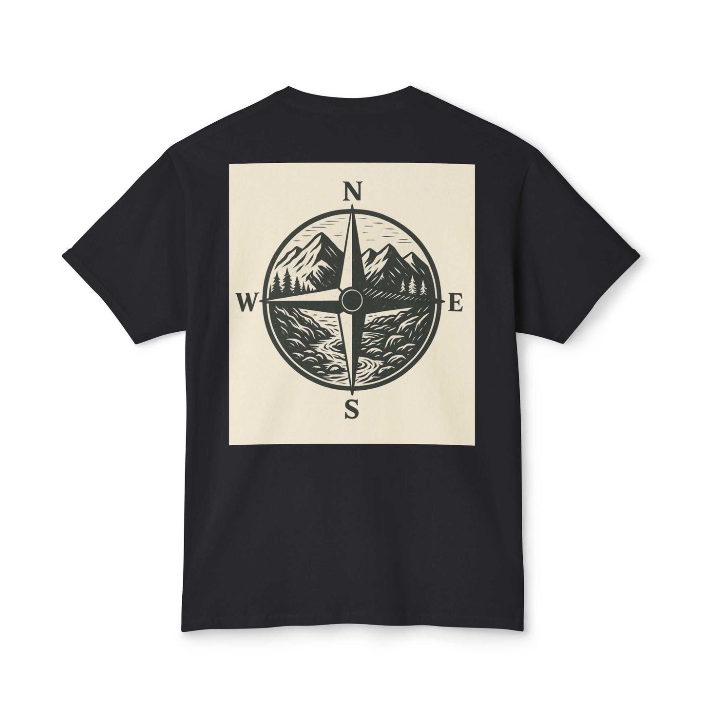 Nature-inspired Montana Adventure Tee with compass design on the back, perfect for outdoor enthusiasts and free spirits.