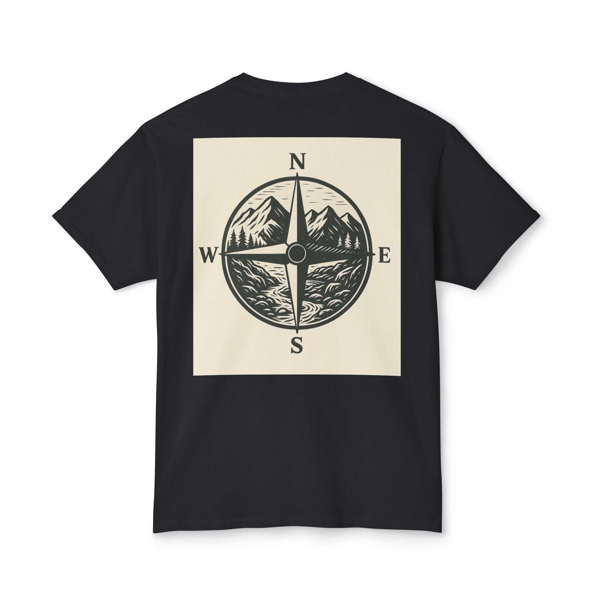 Nature-inspired Montana Adventure Tee with compass design on the back, perfect for outdoor enthusiasts and free spirits.