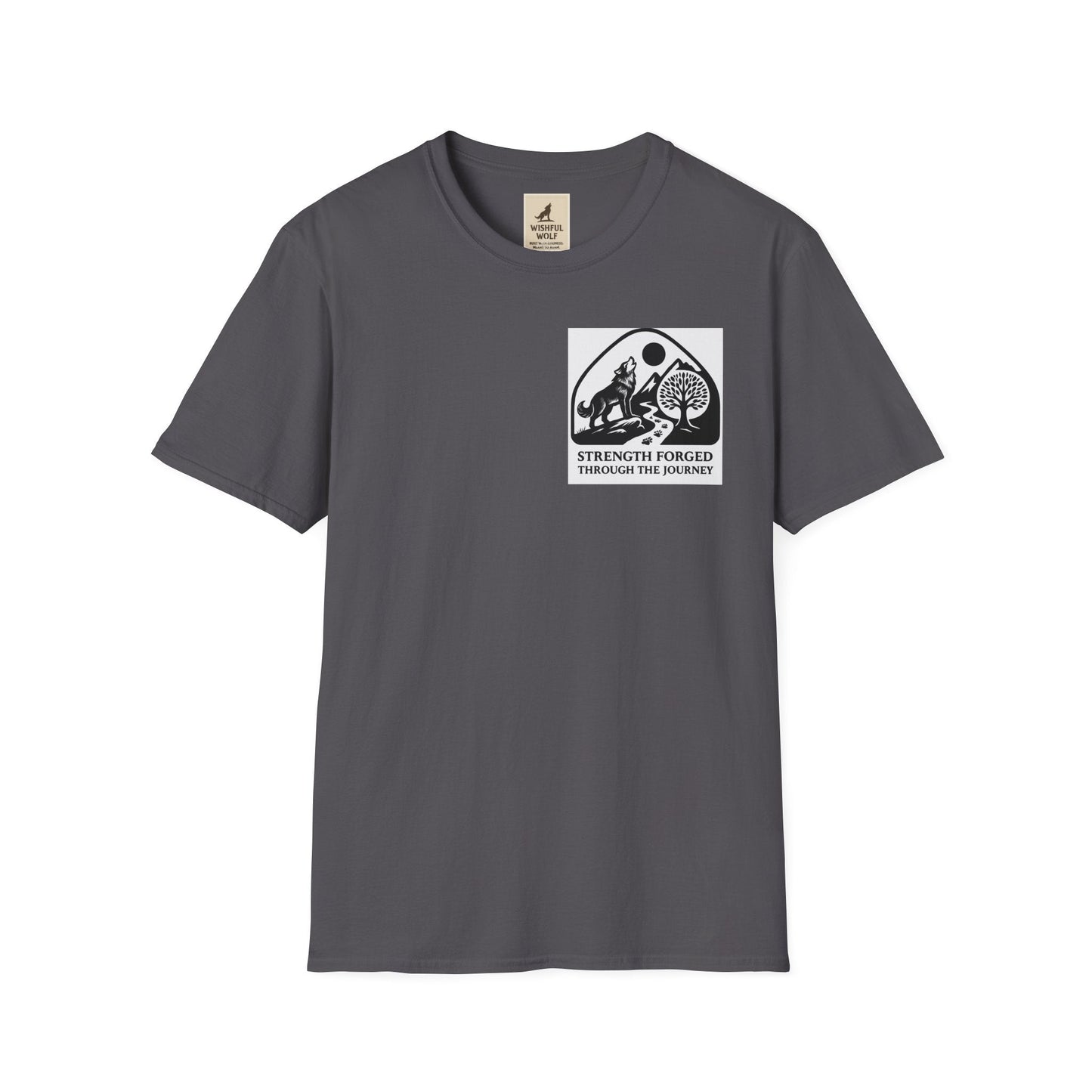 Welding Gift T-Shirt with "Strength Forged in Fire" graphic for metalworkers and welders.