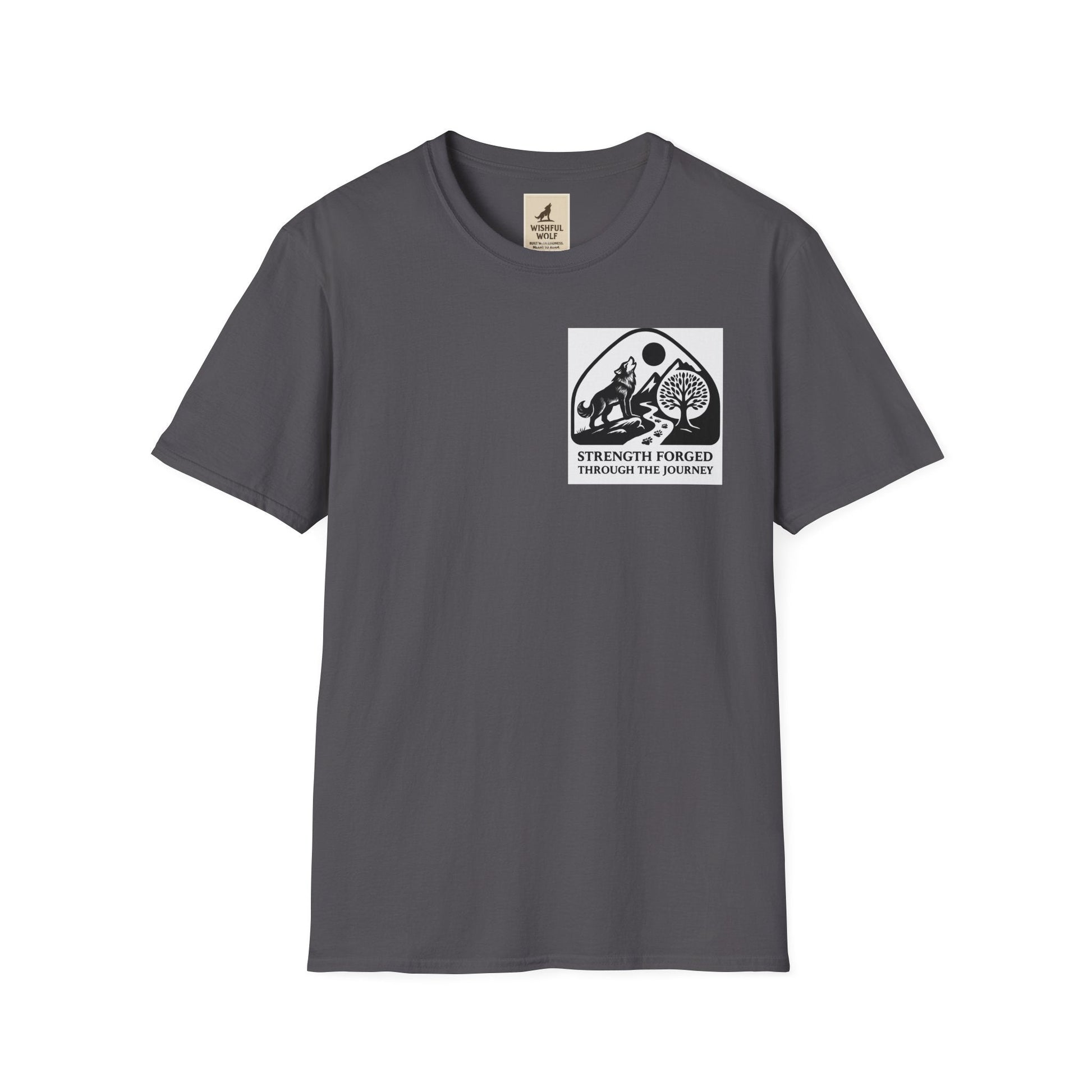 Welding Gift T-Shirt with "Strength Forged in Fire" graphic for metalworkers and welders.