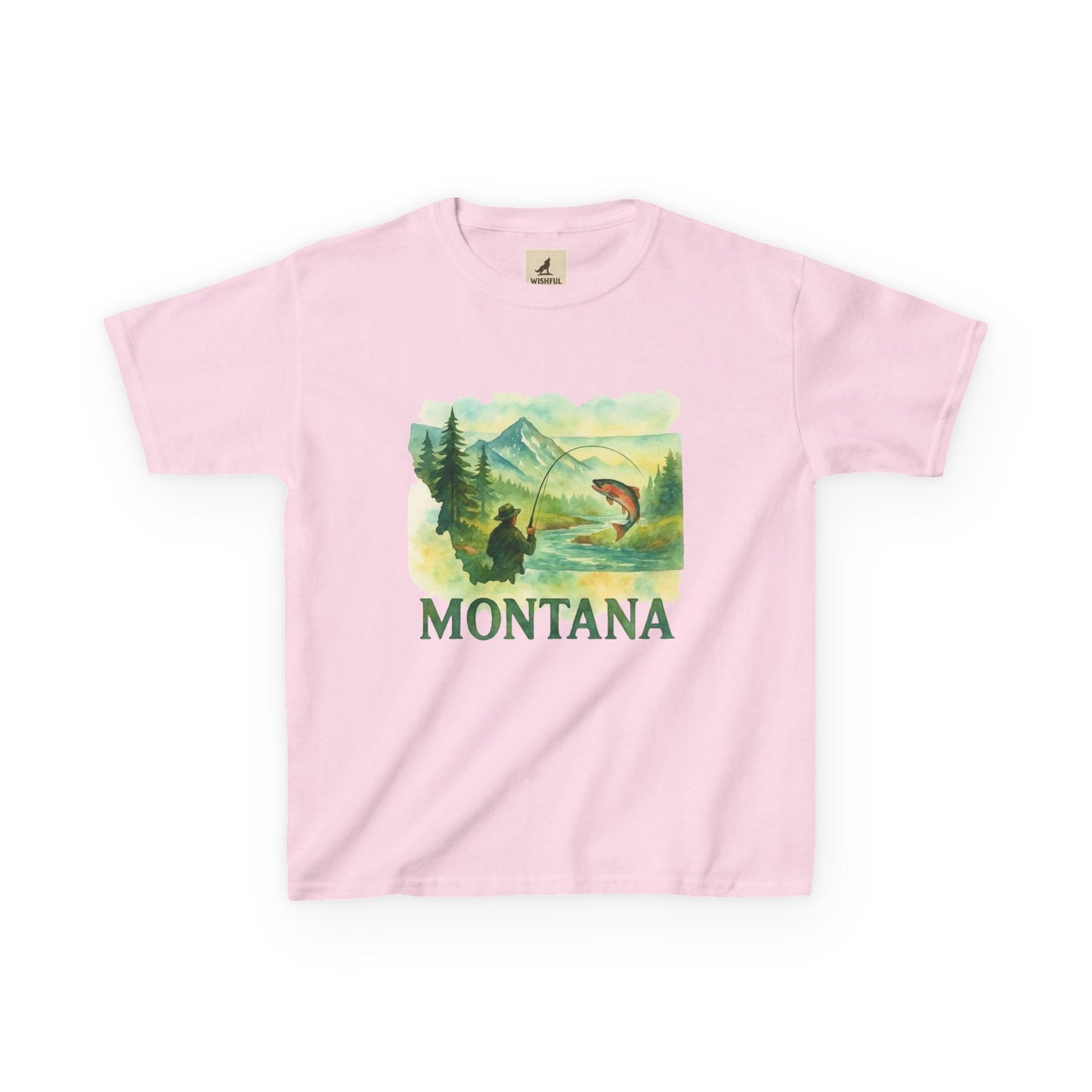 Montana Adventure Kids Tee – Nature-Inspired Graphic Shirt for Youth with Mountain and Tree Design.