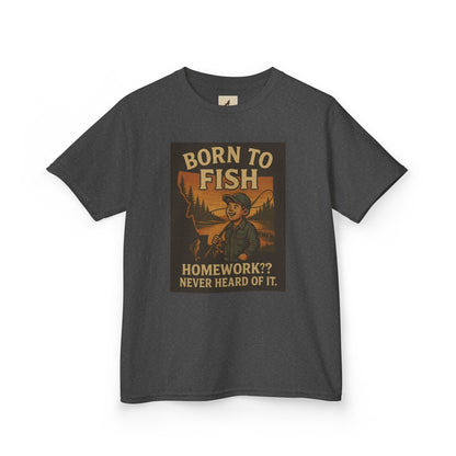 Kids Fishing T-Shirt – Funny Born to Fish, Skip Homework Design