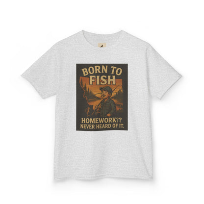 Kids Fishing T-Shirt – Funny Born to Fish, Skip Homework Design