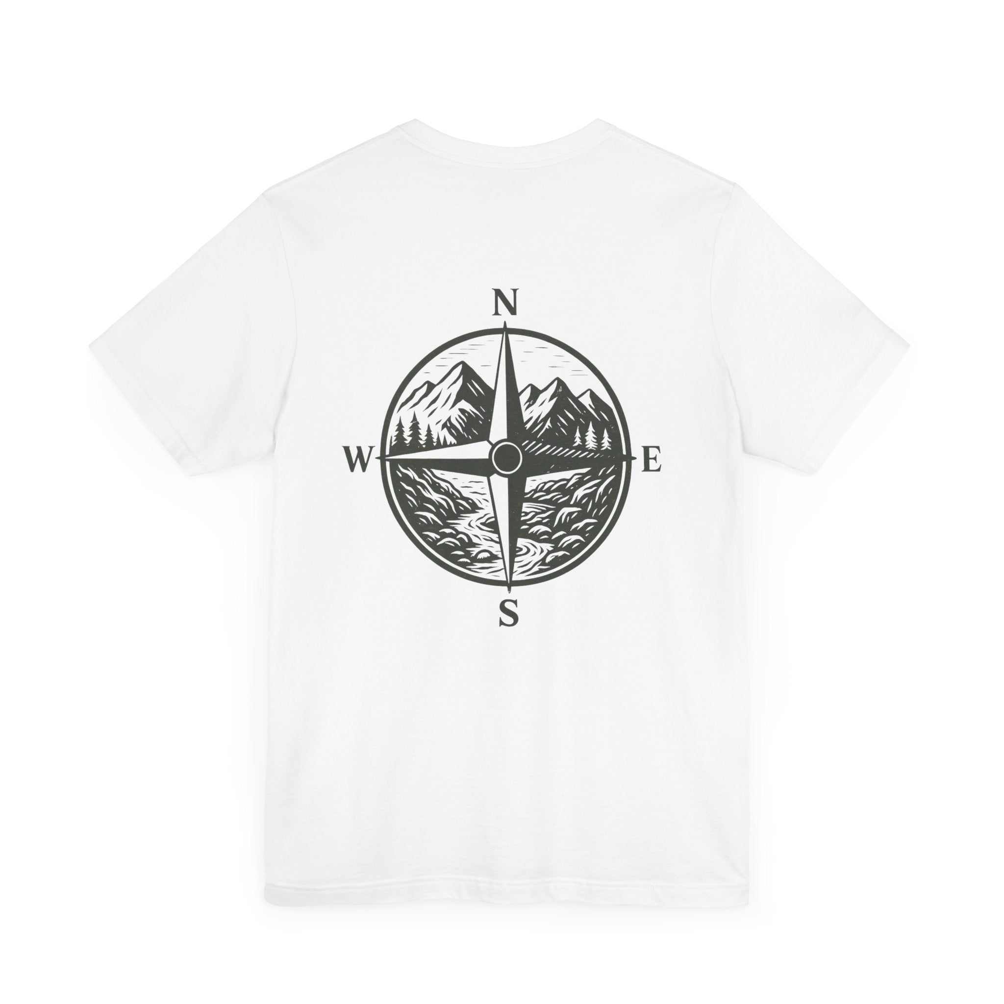 Scenic compass design on the back of the Get Lost in Montana Tee for outdoor explorers.