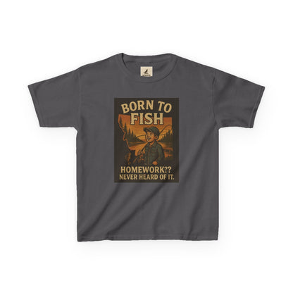 Kids Fishing T-Shirt – Funny Born to Fish, Skip Homework Design