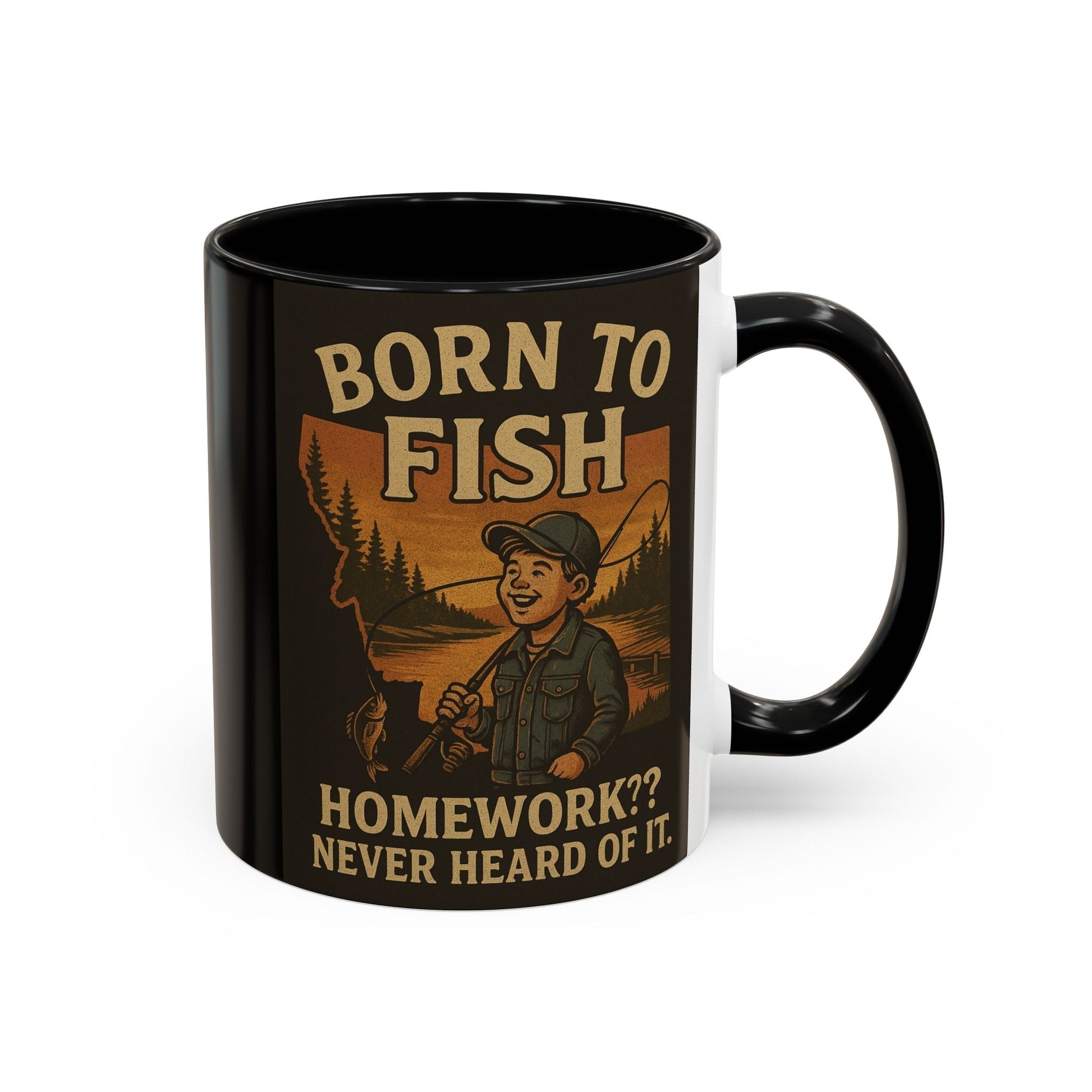 Retro Fishing Mug – Funny Coffee Cup Gift for Anglers & Campers