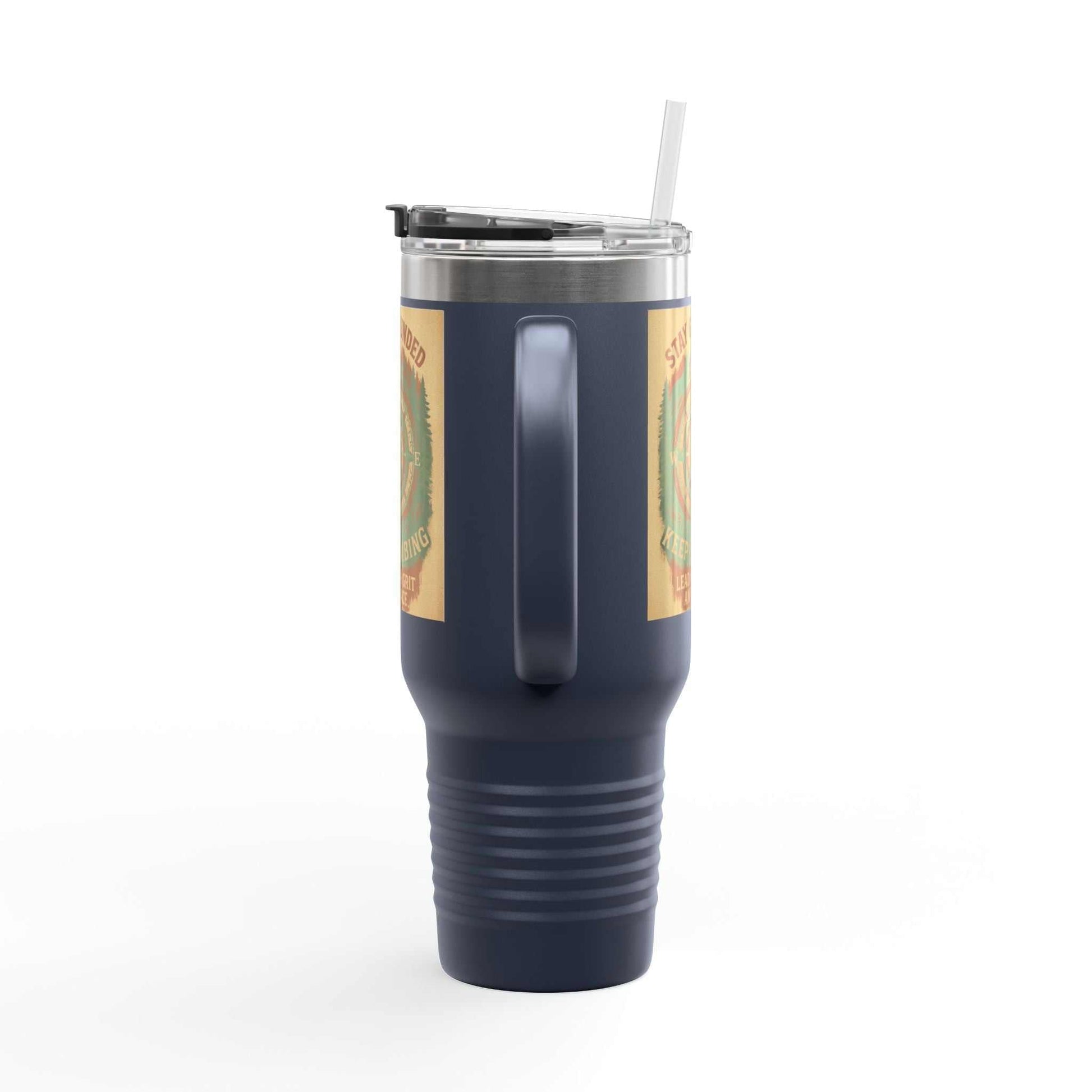 40oz insulated Stay Grounded Travel Mug with ergonomic handle and leak-proof lid.