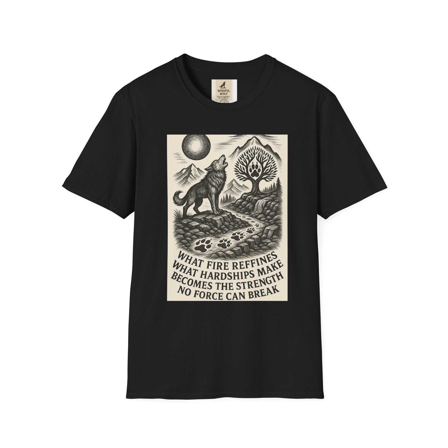 Inspirational Wolf T-Shirt with bold nature design and empathy message.