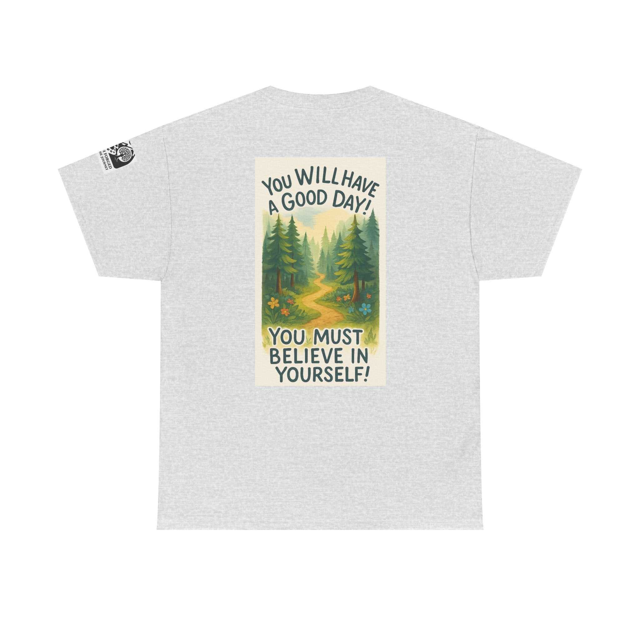 Soft gray "Get Lost in Montana Tee" featuring a nature-inspired graphic with a motivational message.