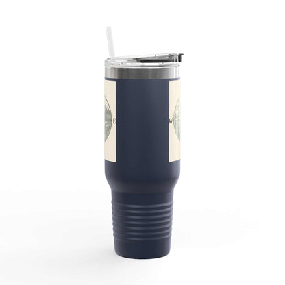 40oz Montana Compass Travel Mug for outdoor adventures, featuring durable stainless steel, a compass design, and leak-proof lid.