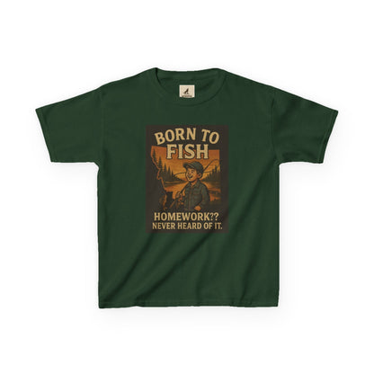 Kids Fishing T-Shirt – Funny Born to Fish, Skip Homework Design