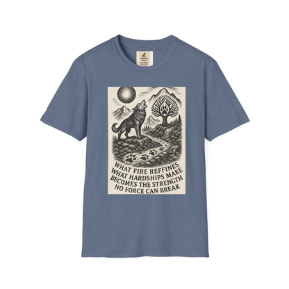Inspirational Wolf T-Shirt with bold nature design and kindness message, featuring wolf graphic, made from breathable cotton.