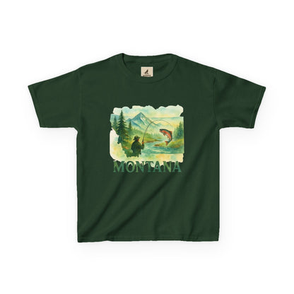 Nature-inspired Montana Adventure Kids Tee for youth with mountain and forest graphic design.