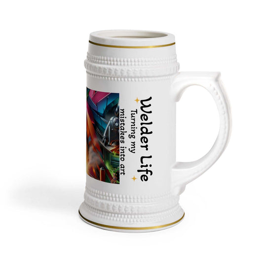 Welder Life Beer Stein Mug – 22oz Ceramic Stein for Hardworking Hands