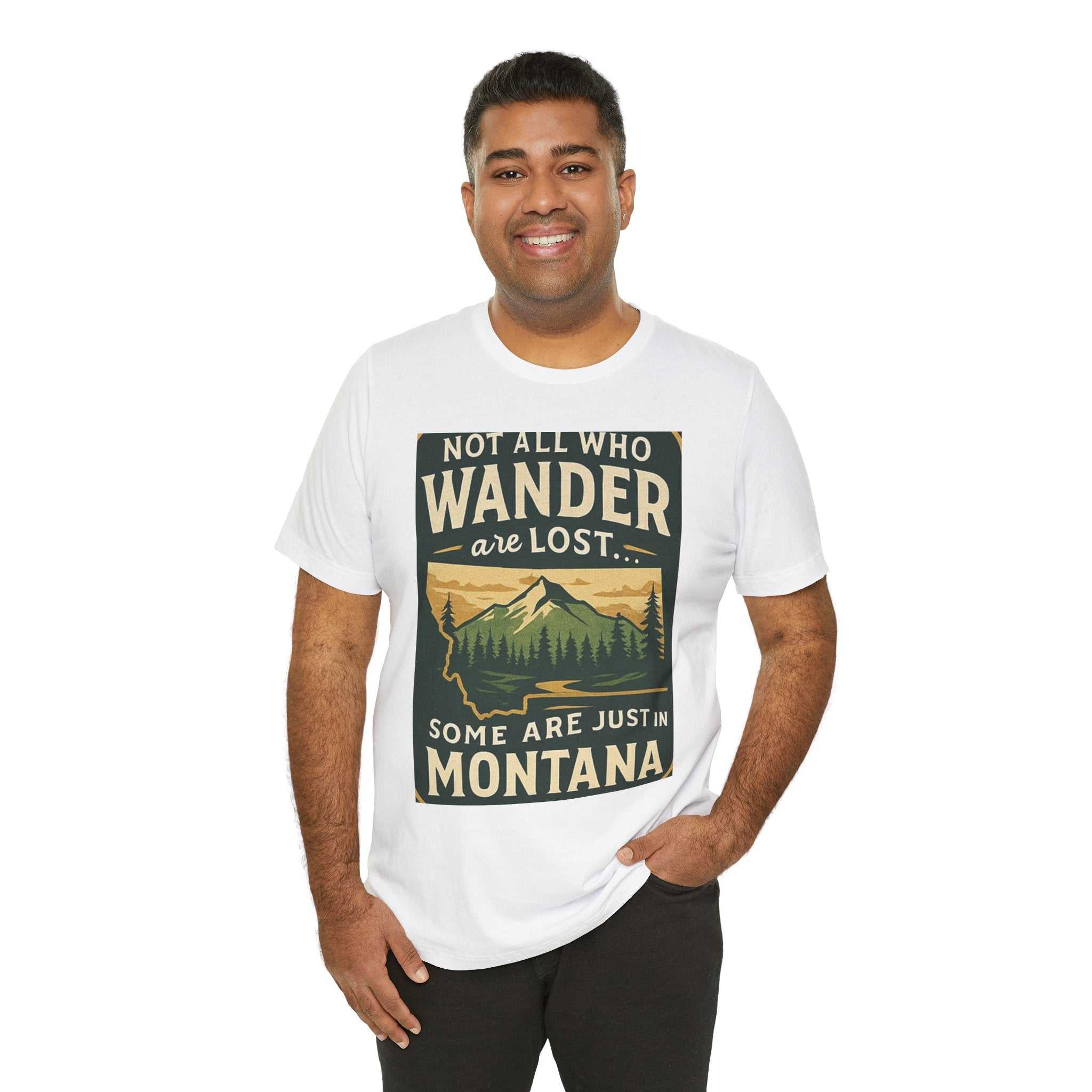 Scenic outdoor adventure shirt with Montana graphic, perfect for explorers and nature lovers.