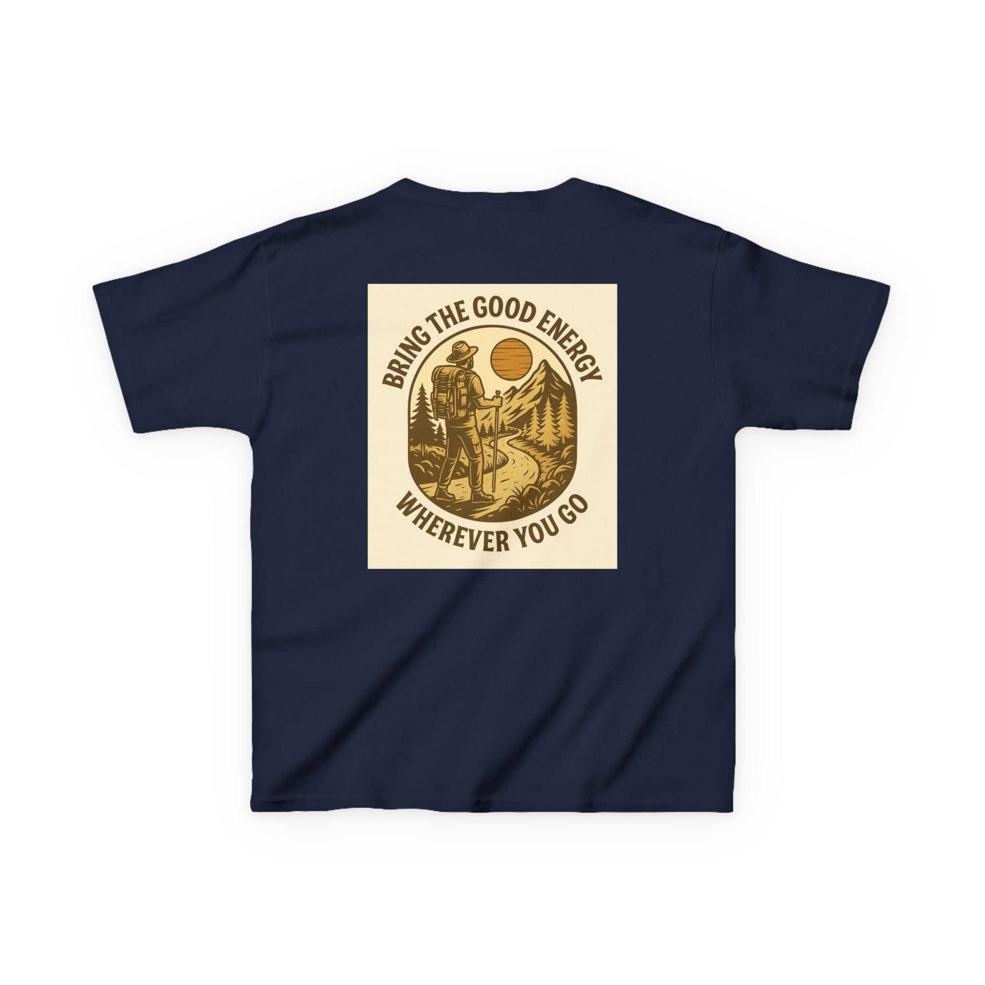 Adventure Kids Tee with nature-inspired design and motivational message, perfect for children who love exploring.