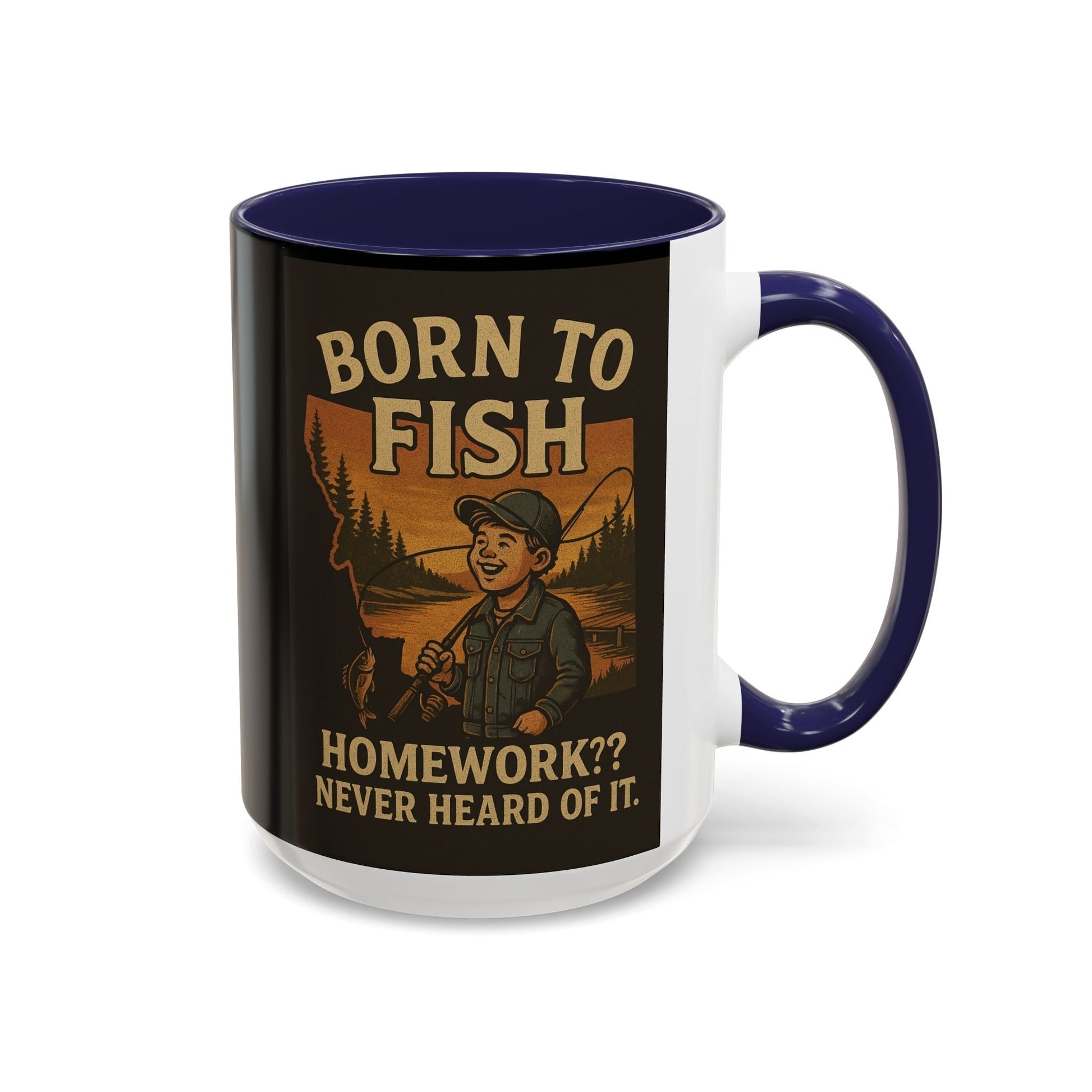 Retro Fishing Mug – Funny Coffee Cup Gift for Anglers & Campers