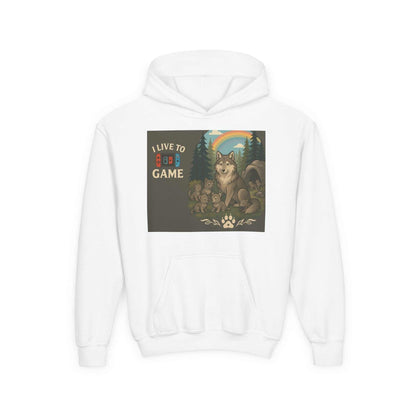 Youth Wildlife Hoodie with nature graphics and motivational quote for kids.